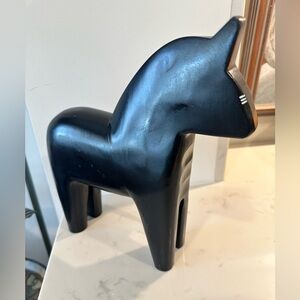 Vintage Large 10.5" IKEA FINANSIELL Swedish Dala Horse 90’s Black